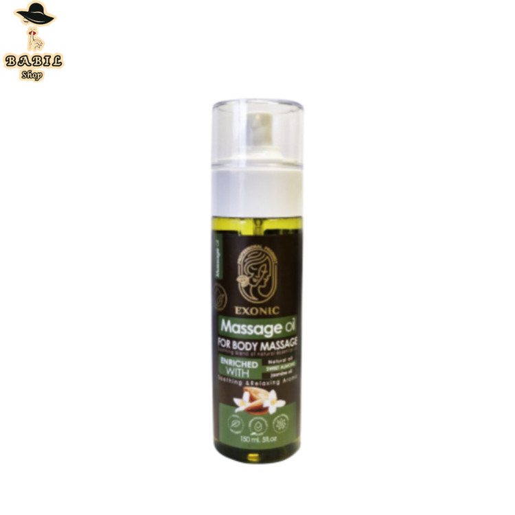 خرید اقساطی روغن ماساژ بدن اکسونیک حاوی روغن بادام شیرین و روغن یاس اصل از بابیل شاپ
